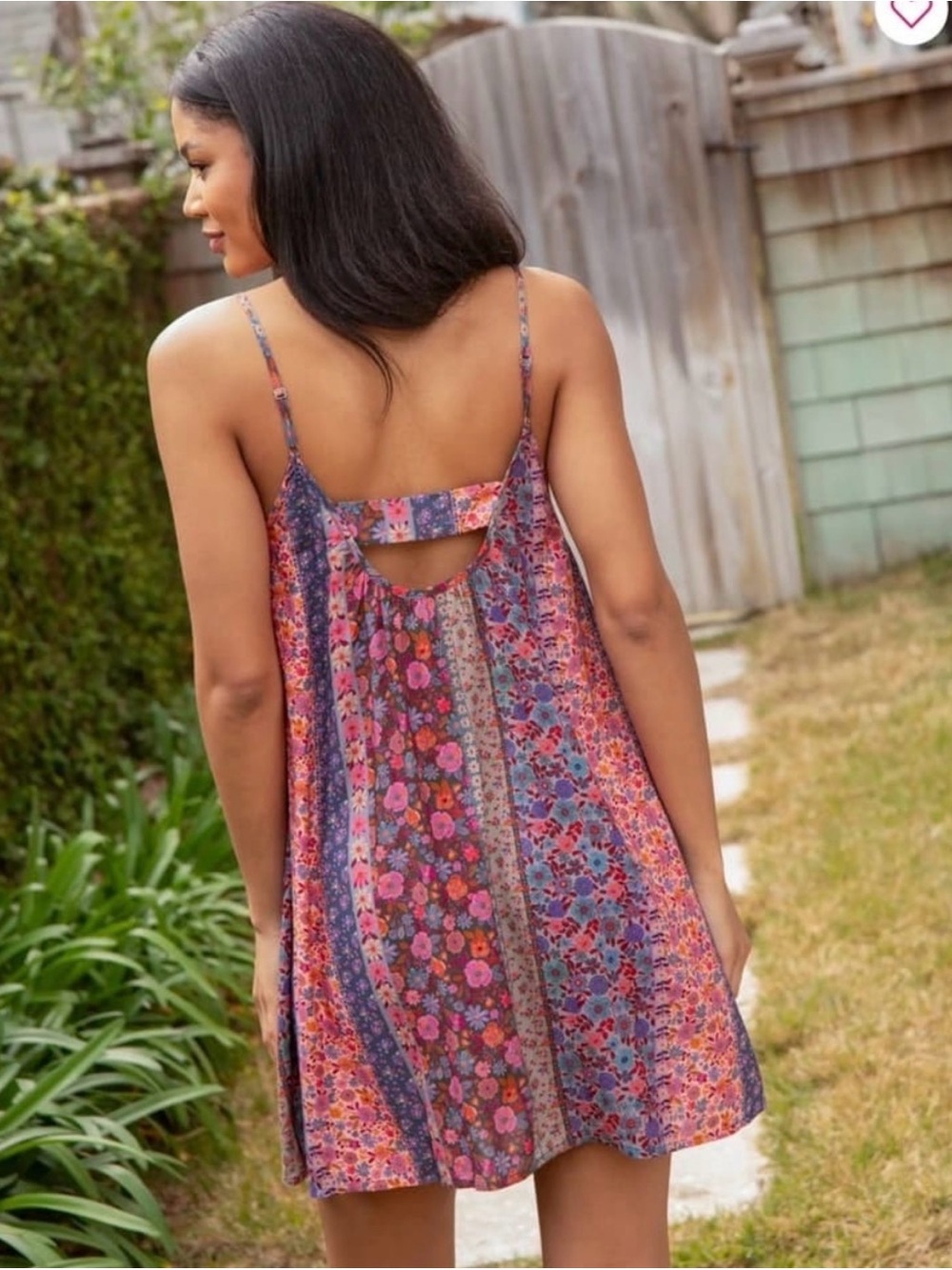 NWT Natural Life Purple & Pink Floral Stripe boho mini dress - Picture 3 of 8